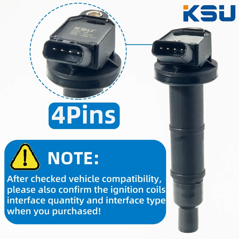 KSU حزمة ملف الإشعال KSU 2.4L متوافقة مع تويوتا كامري هايلاندر RAV4 TC، UF333، 90919-02244، 6731307 (4 حزمة) (ملاحظة: كامري، ماتريكس وكورولا، المصنوعة في اليابان، لا تناسب المصنوعة في الولايات المتحدة)  - Image 4